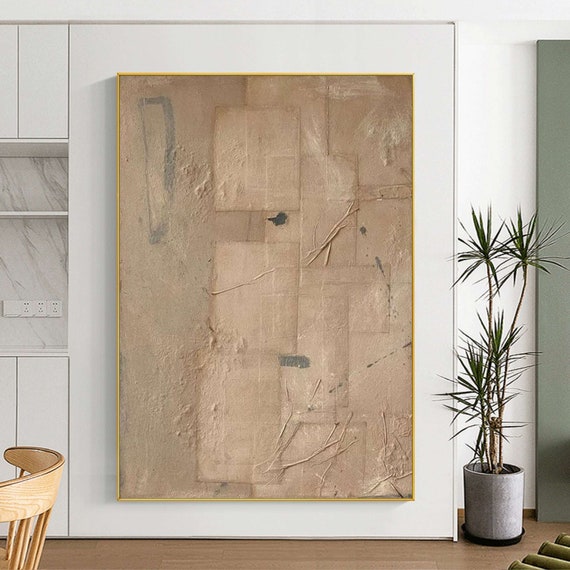 Brown Wabi Sabi Wall Art Brown Beige Abstract Painting Brown Minimalist Art Large Neutral Wall Decor Rich Textured Painting