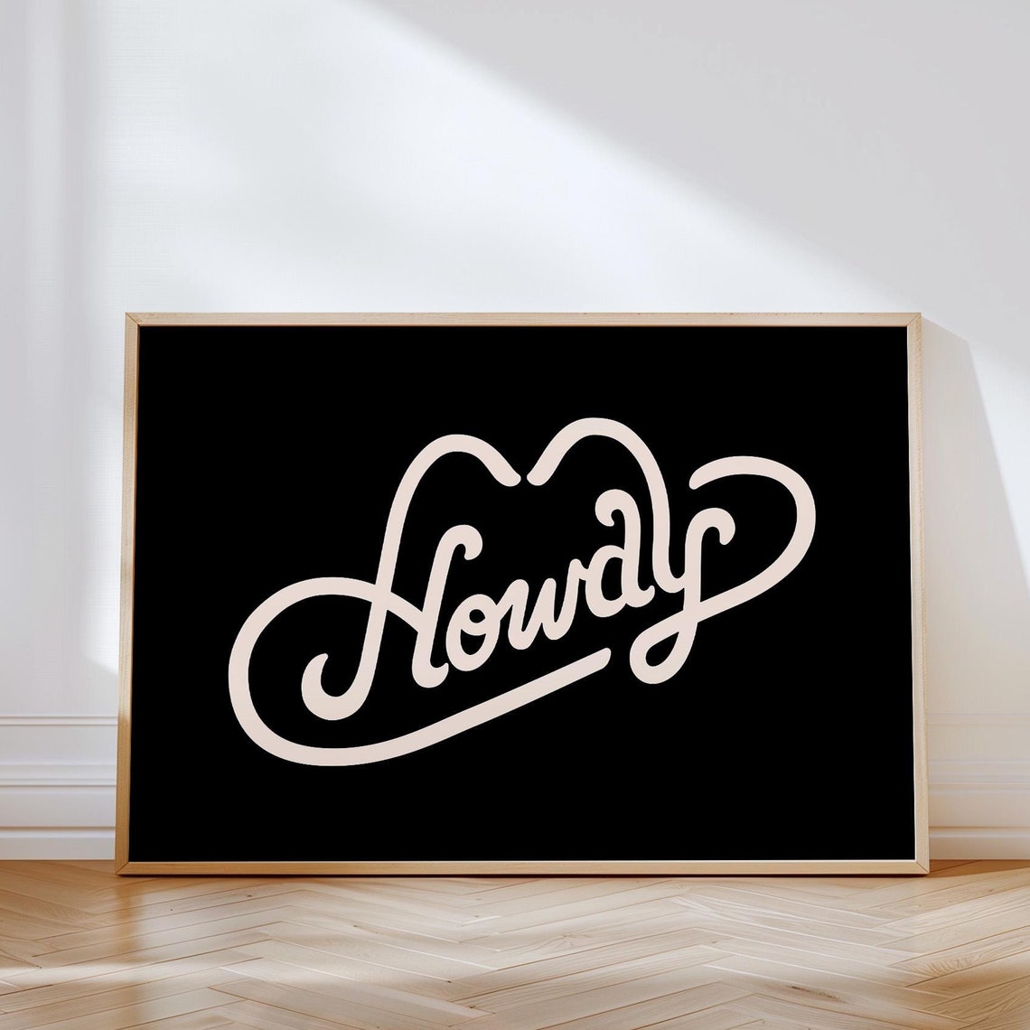 Howdy Cream Script Typography Horizontal Black Western Poster - Image 3