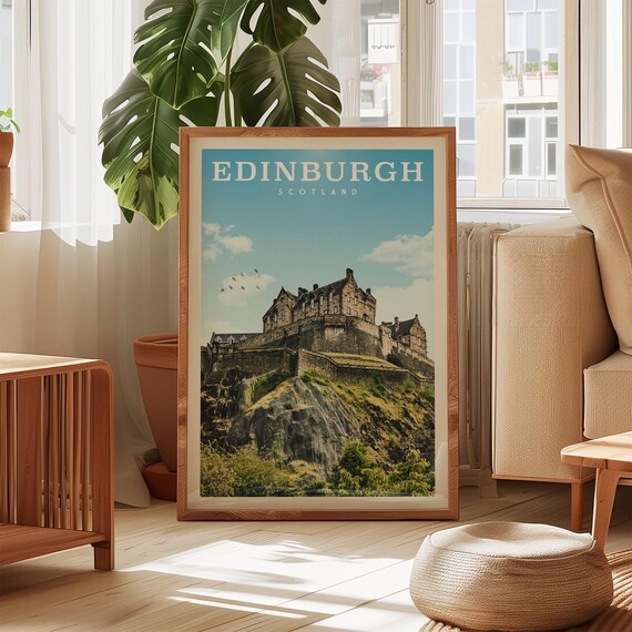 Edinburgh Scotland Travel Poster, Castle City Print