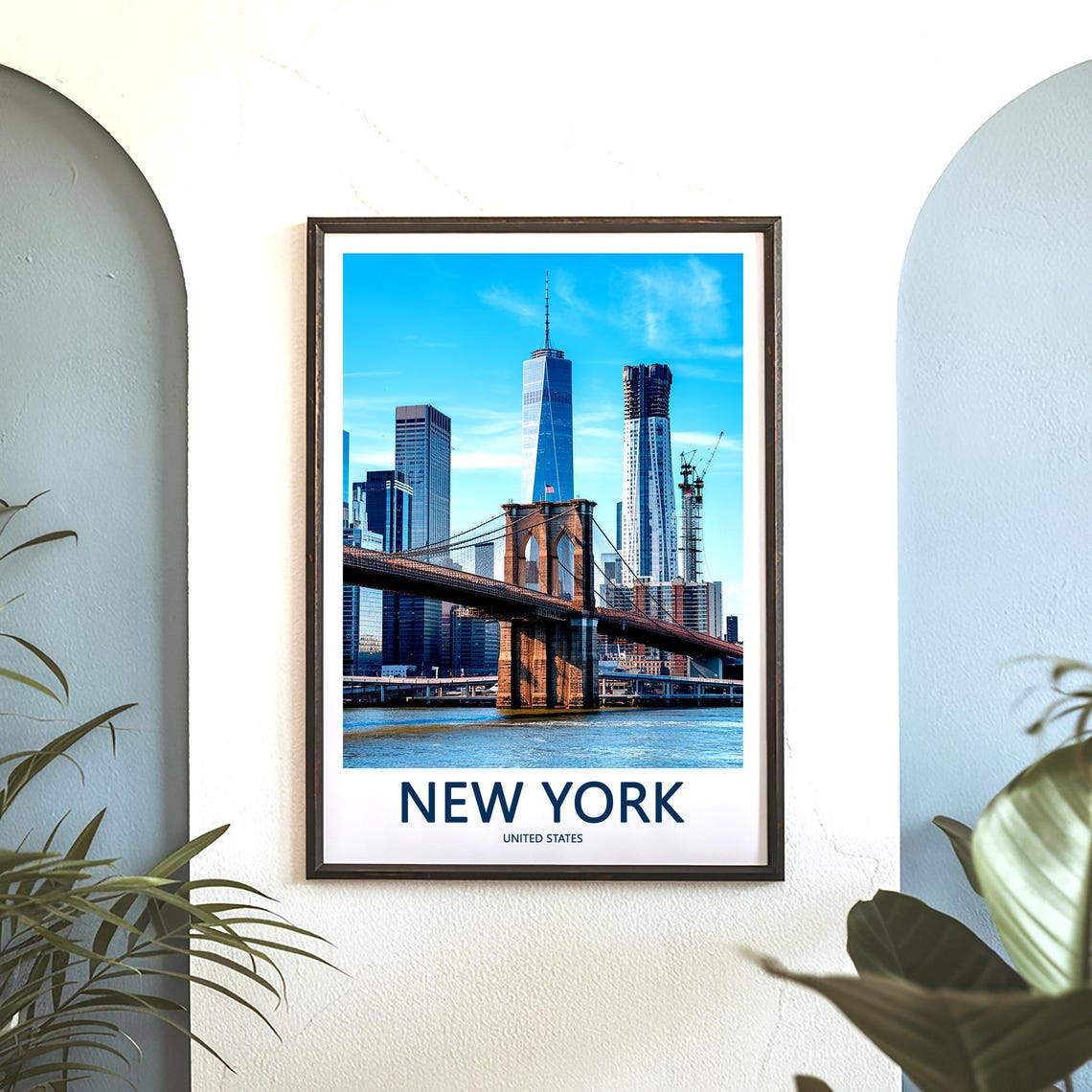 New York Brooklyn Bridge One World Trade Center Daytime Travel Poster - Image 3