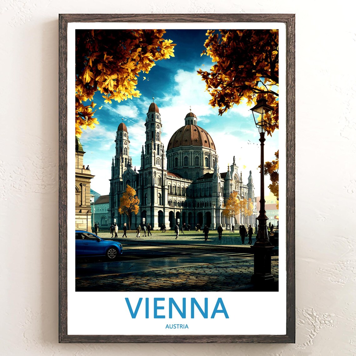Vienna Austria Autumn Square With Grand Domed Church Photo Poster