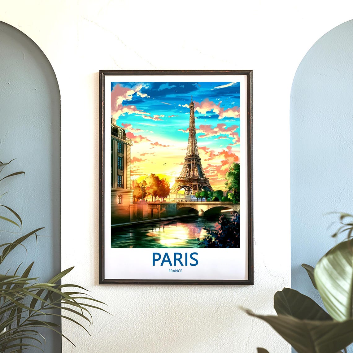 Eiffel Tower Over the Seine at Golden Sunset with Bridge Poster - Image 3