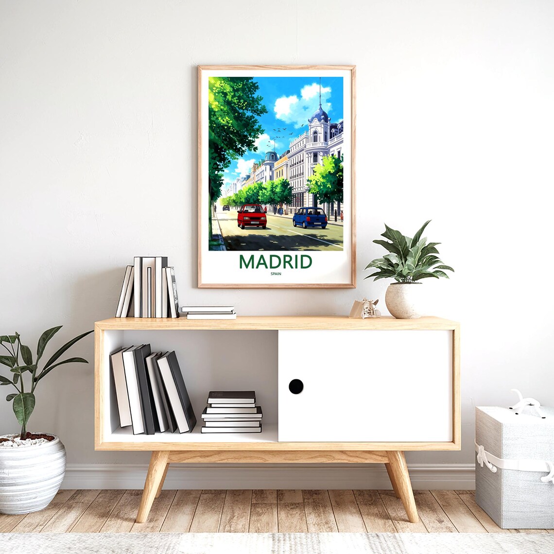 Madrid Gran Via Colorful Boulevard Classic Cars Day Art Poster - Image 2