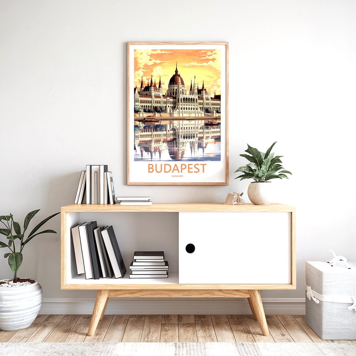 Budapest Hungary Parliament Building Sunset River Reflection Poster - Image 2