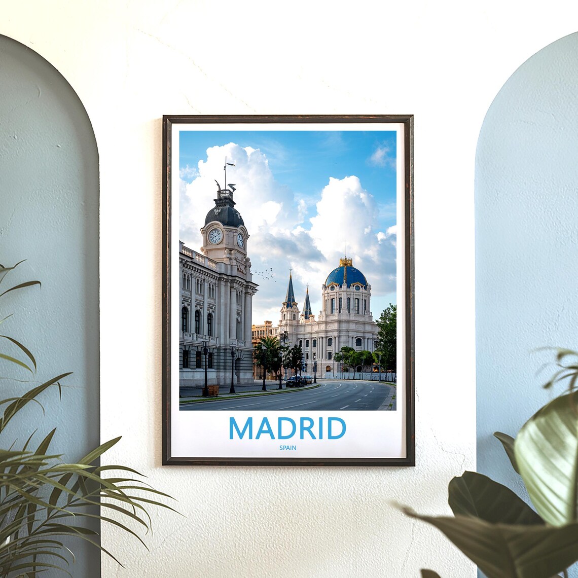 Madrid Clock Tower Blue Dome Landmark Wide Photo Day View Poster - Image 3
