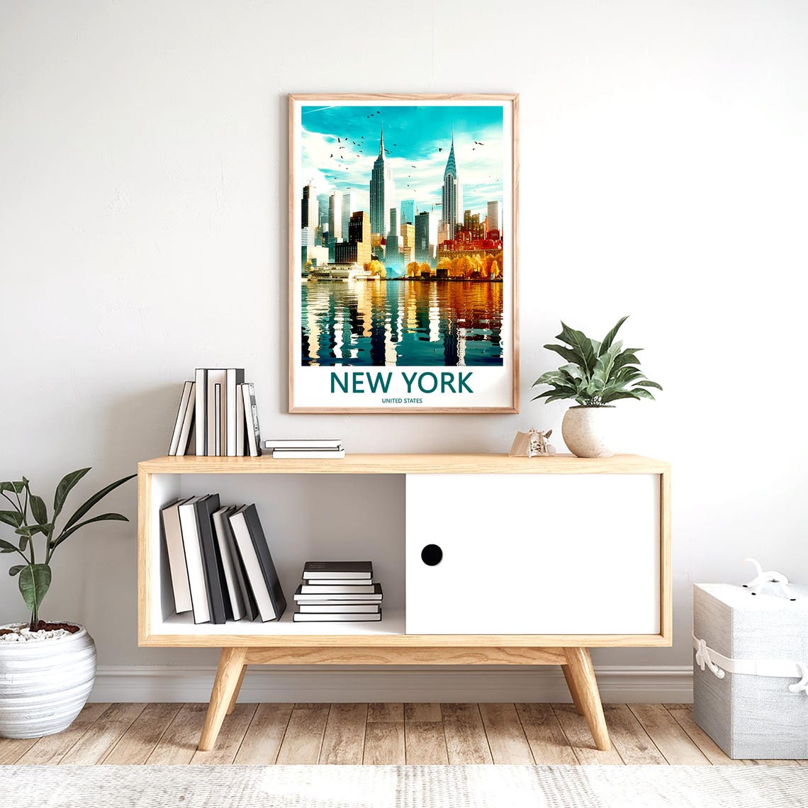 Manhattan Skyline Across the Water in Golden Autumn Glow Poster - Image 2