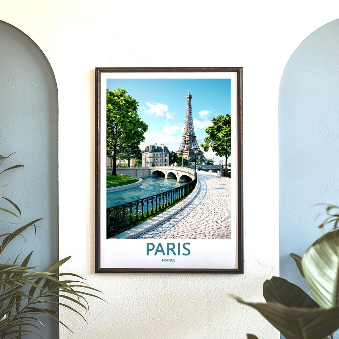 Eiffel Tower and Arched Seine Bridge Photorealistic Paris Poster - Image 3