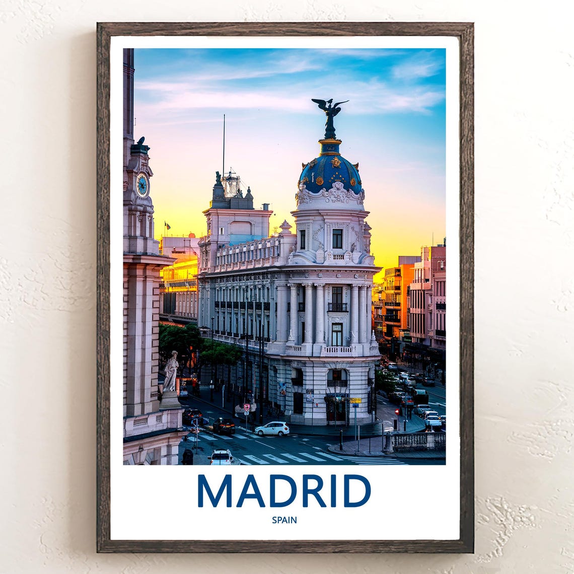 Madrid Metropolis Landmark Sunset Street Photo View Scene Poster