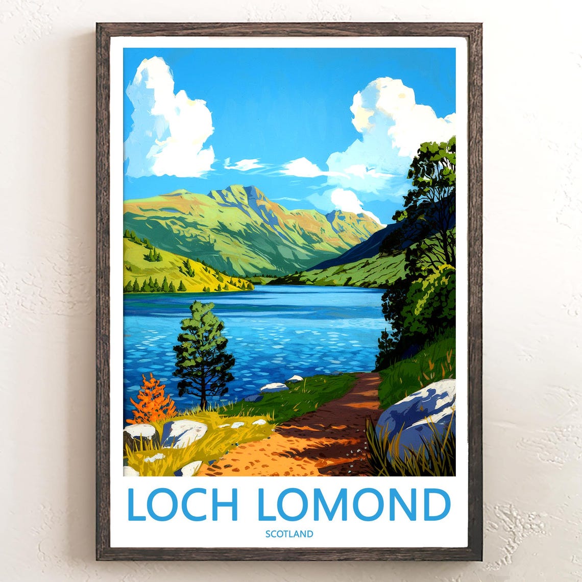 Loch Lomond Scotland Sunlit Lakeshore Pine Path Vista View Poster