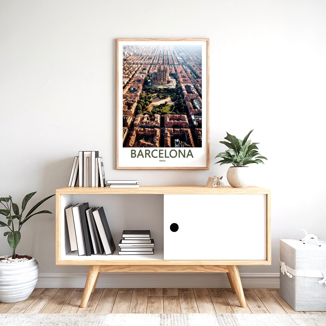 Barcelona Sagrada Família Aerial City Grid Vintage Photo Poster - Image 2