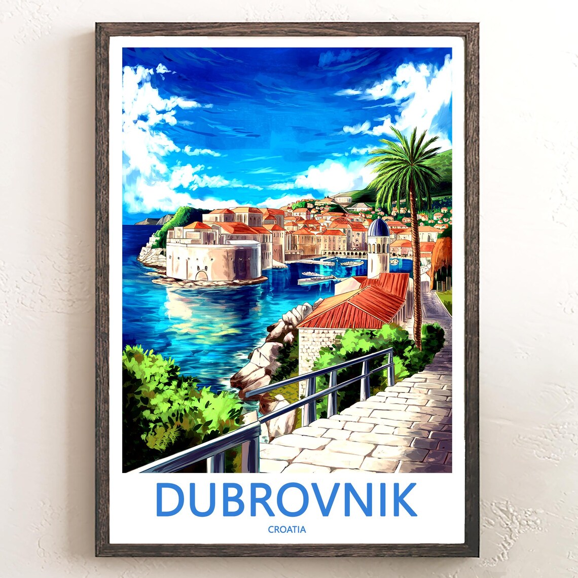 Dubrovnik Croatia Stone Walkway to Round Fort Above the Harbor Poster