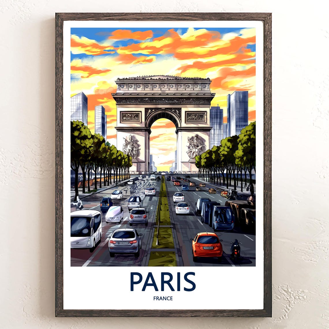 Paris Arc de Triomphe Golden Cloud Sunset Champs Elysees Poster