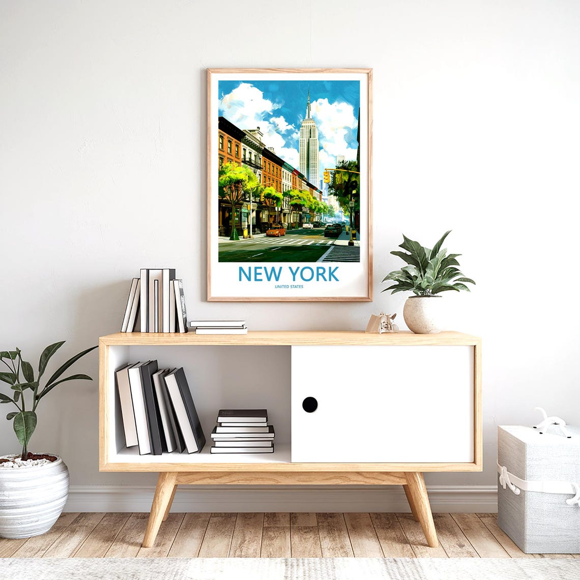 Empire State Building Above a Brooklyn Brownstone Block Poster - Image 2