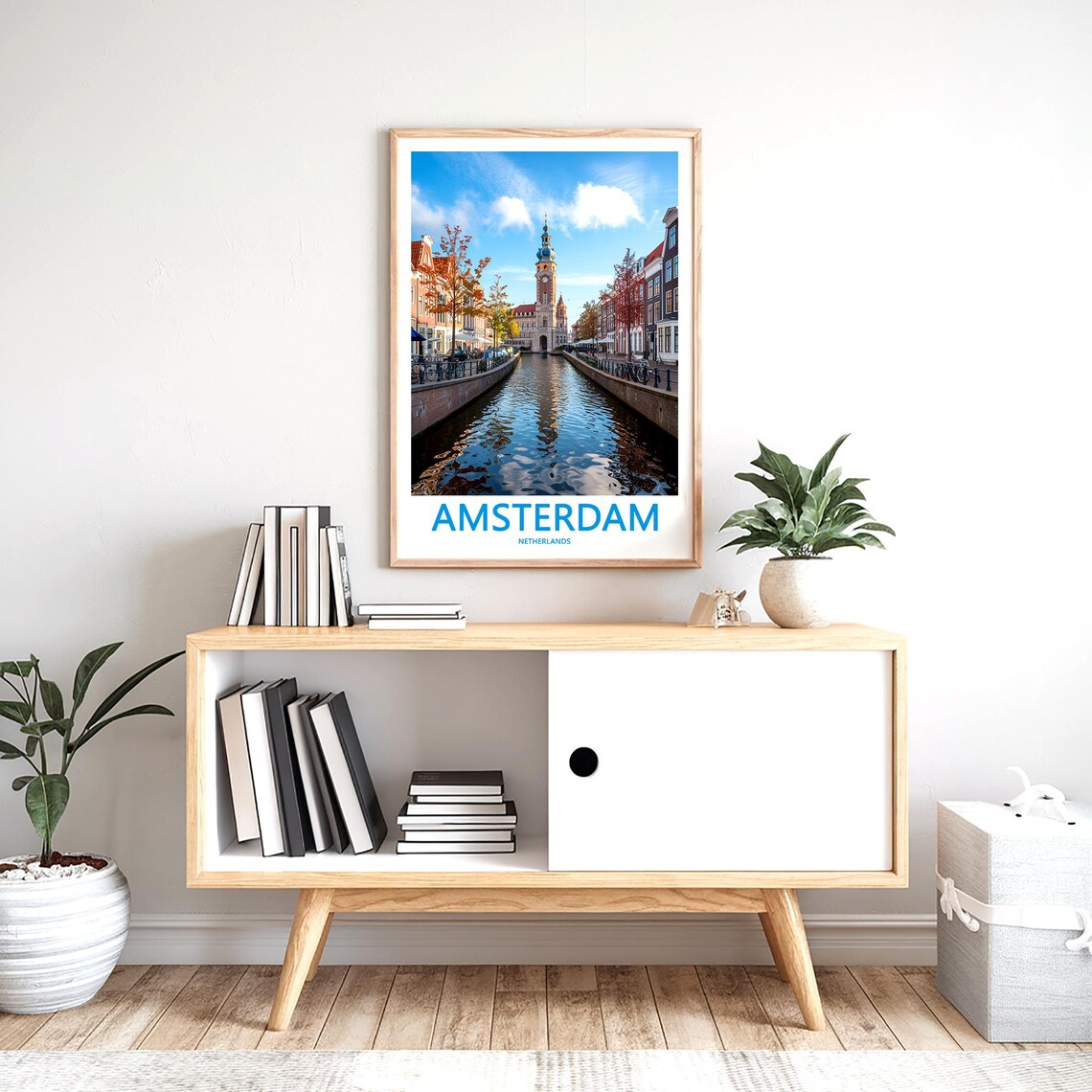 Amsterdam Autumn Canal Houses with Church Tower Photo Poster - Image 2