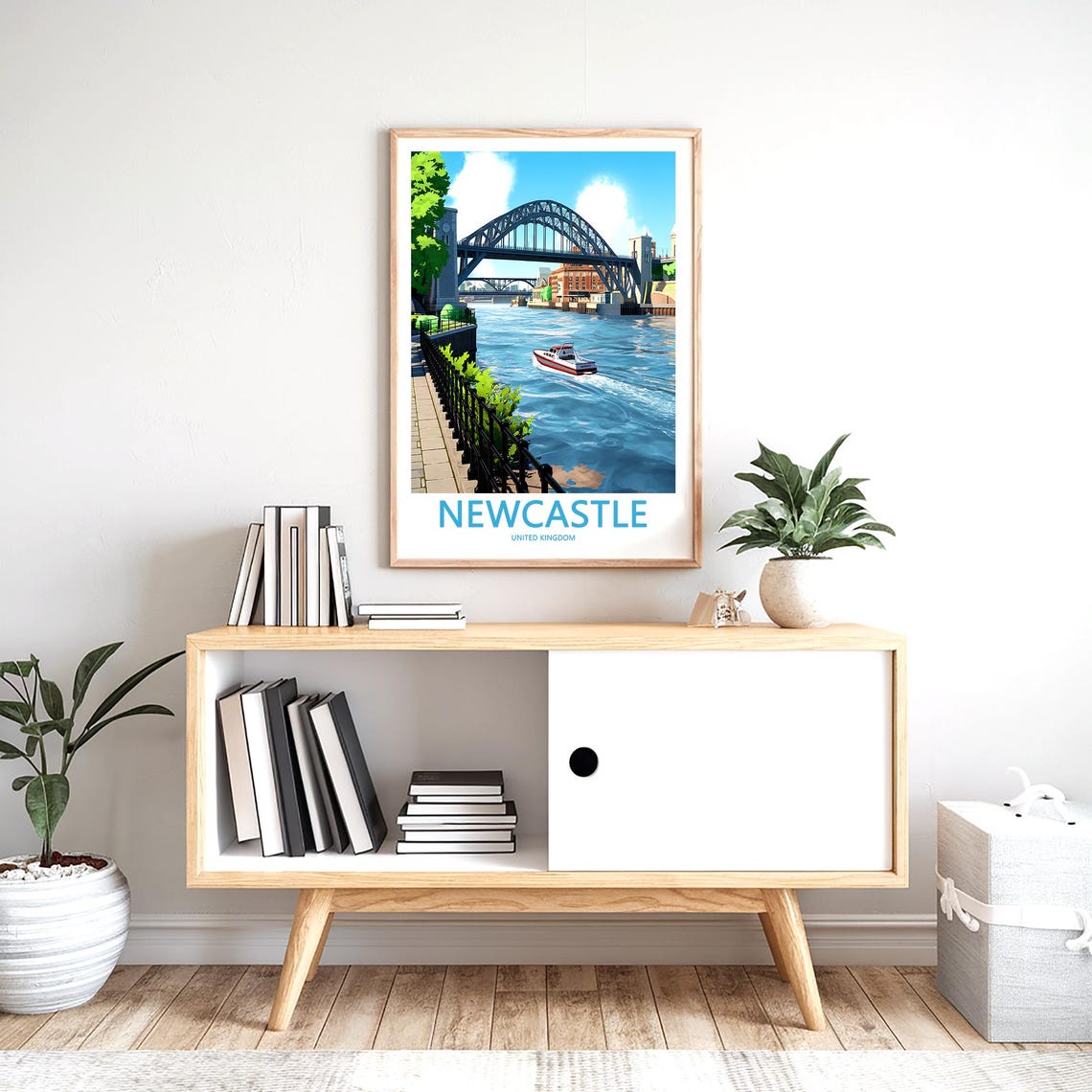 Newcastle Tyne Bridge Quayside Speedboat River Travel Poster - Image 2