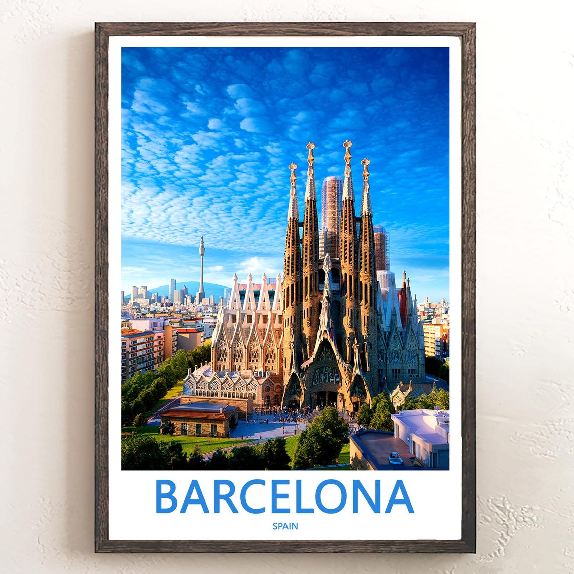 Barcelona Sagrada Familia Panoramic City View Photo Travel Poster