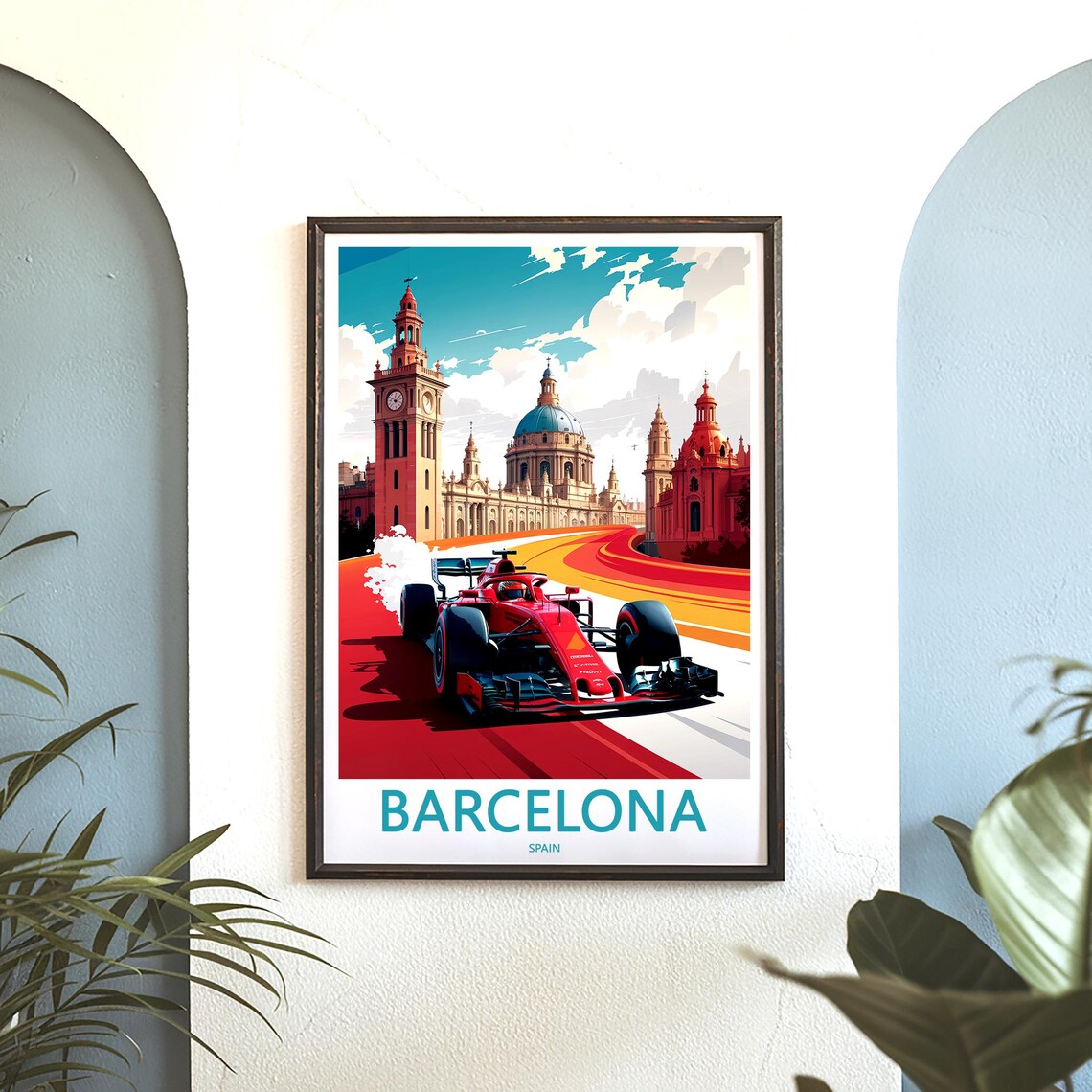 Barcelona Formula 1 Race Car Red Track Grand Prix Sports Poster - Image 3