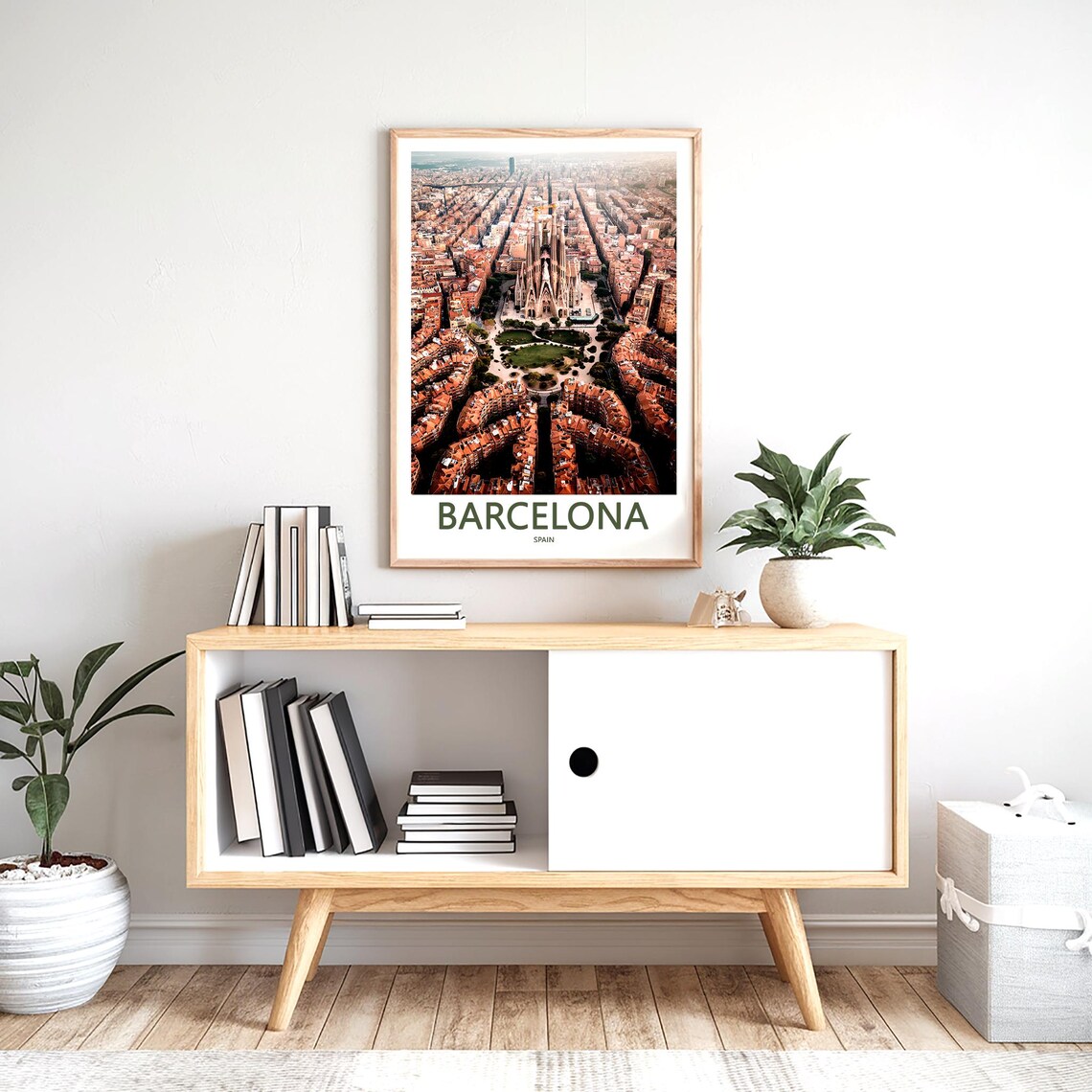 Barcelona Sagrada Família Warm Aerial Cityscape Photo Poster - Image 2