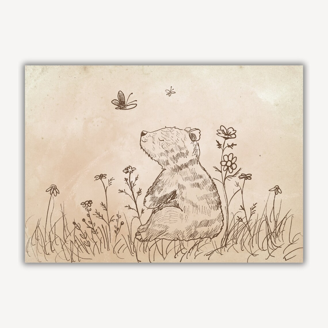 Woodland Bear Vintage Nursery Art Print, Sketch - Image 4