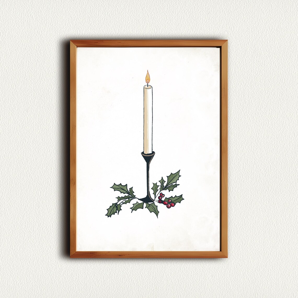 Vintage Christmas Candle With Holly In Rustic Holiday Style Poster - Image 3