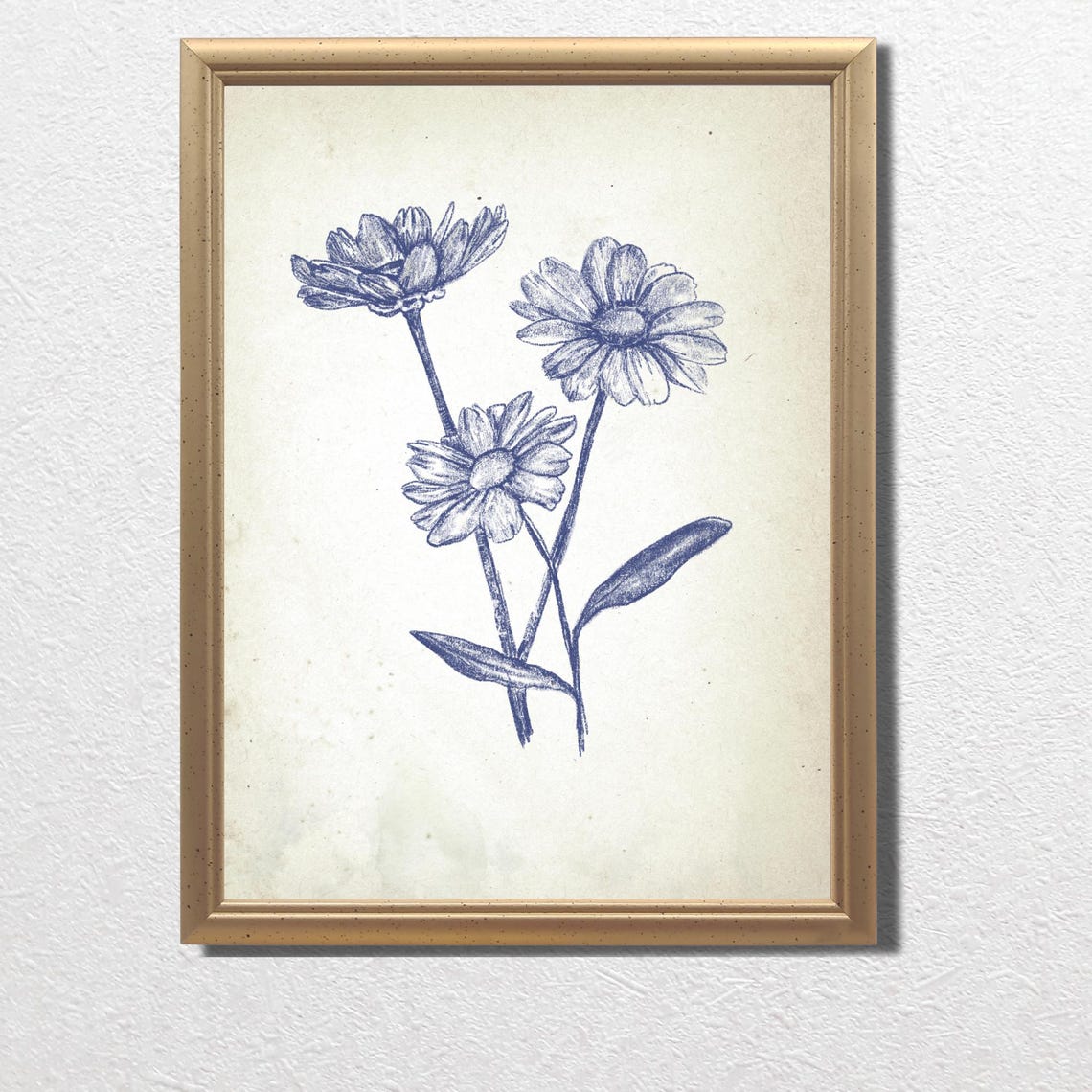 Vintage Daisy Floral Gallery Wall Art