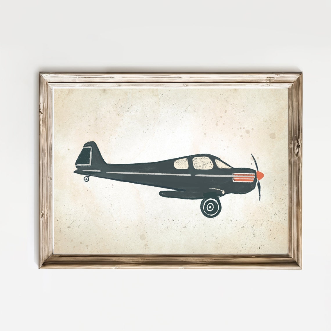 Vintage Propeller Airplane Sketch Antique Nursery Aviation Print - Image 4