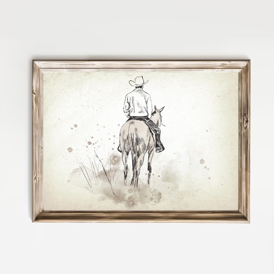 Cowboy Riding His Horse into the Distance Vintage Art Poster - Image 3