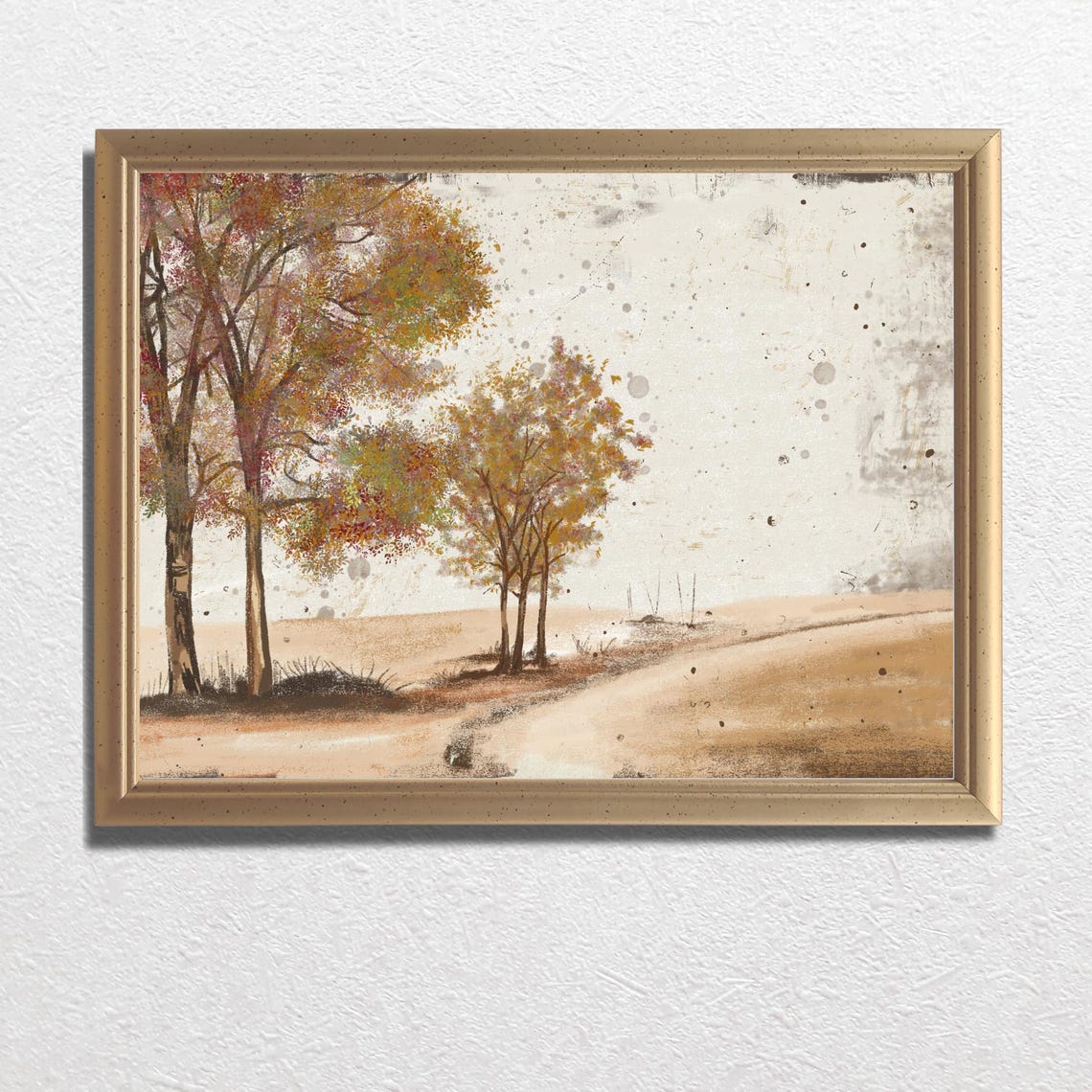 Autumn Trees Along Country Road Golden Fall Watercolor Poster - Image 3