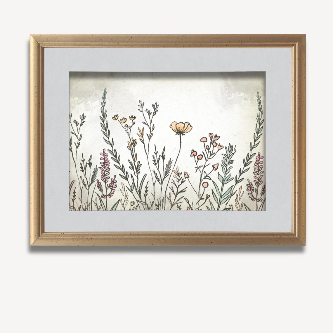 Pink Wildflower Meadow in Vintage Botanical Sketch Art Print - Image 2