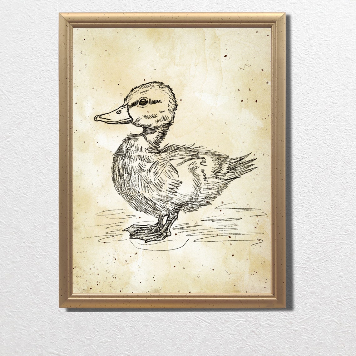 Vintage Duck Portrait Sketch Rustic Farmhouse Nursery Decor Poster
