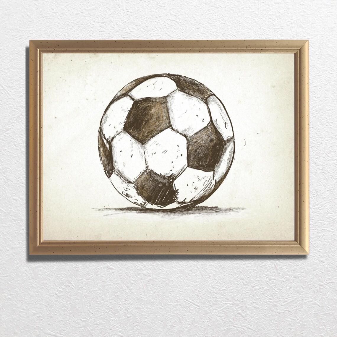 Vintage Soccer Ball Sepia Ink Sketch Classic Sports Nursery Poster - Image 3