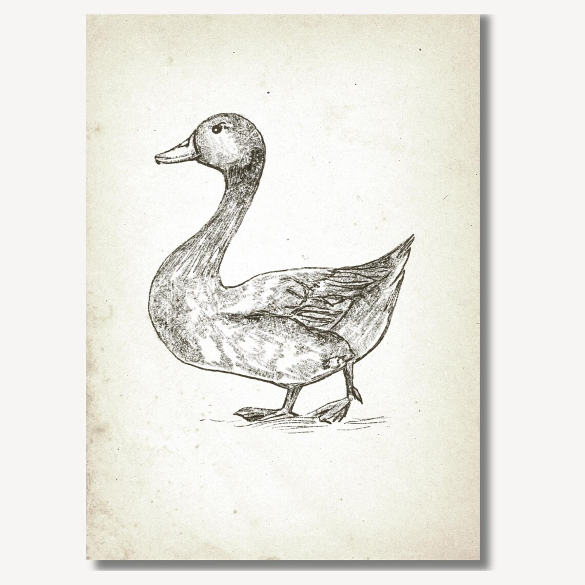 Vintage Walking Duck Sepia Sketch Rustic Farmhouse Nursery Poster - Image 2