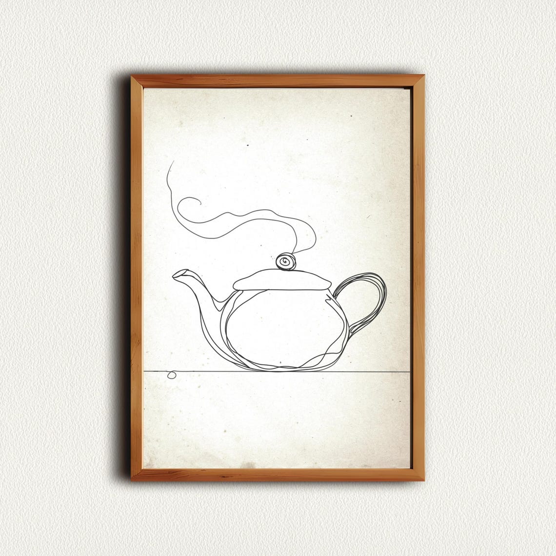 Minimalist Continuous Line Art Teapot Steam Kitchen Wall Poster - Image 4