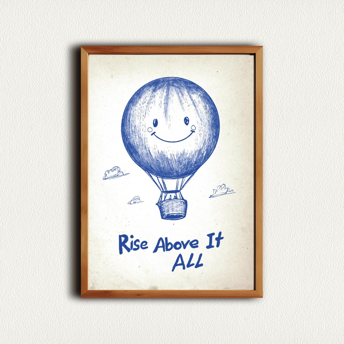 Rise Above It All Smiling Hot Air Balloon Motivational Quote Poster - Image 4