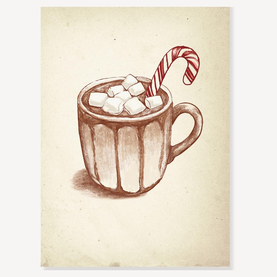 Hot Chocolate With Marshmallows And Candy Cane Christmas Poster - Image 2