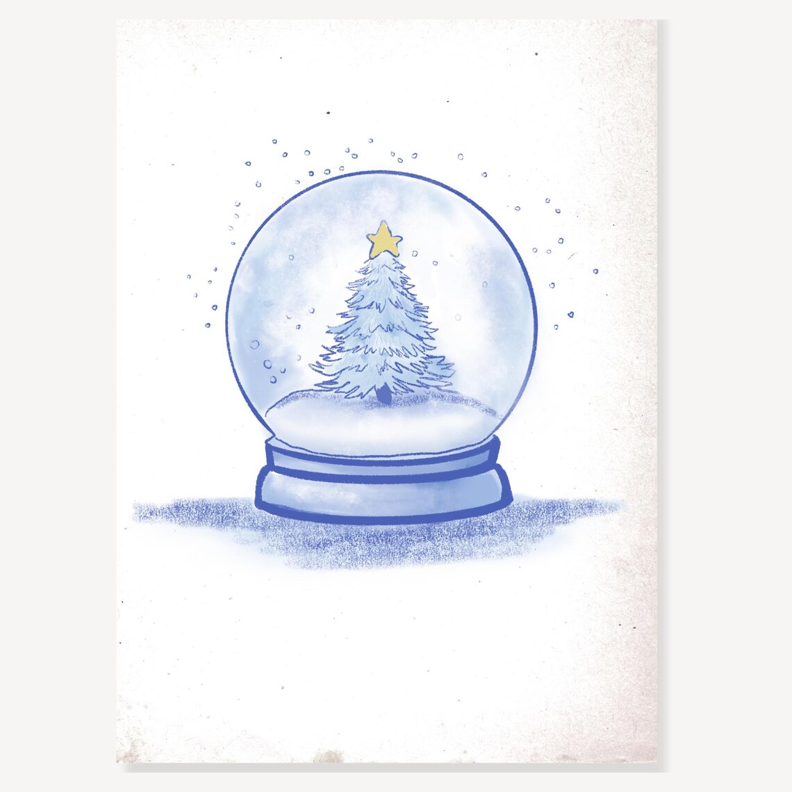 Christmas Tree Snow Globe In Blue Vintage Holiday Sketch Poster - Image 2