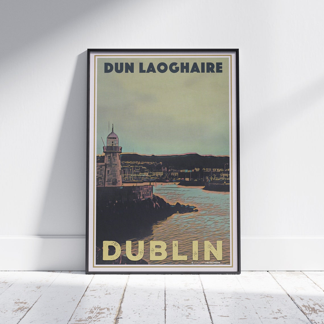 Dun Laoghaire Lighthouse Dublin Harbour Travel Poster Ireland