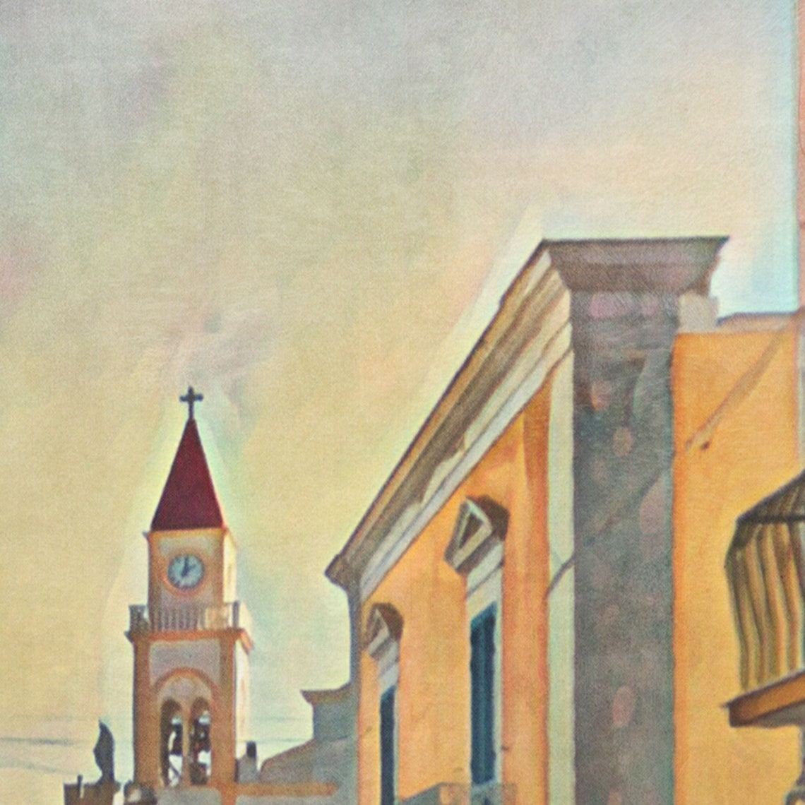 Manfredonia Puglia Old Town Street Church Tower Italy Travel Poster - Image 4