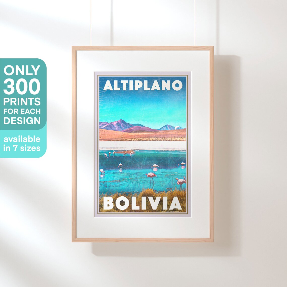Altiplano Bolivia Vintage Travel Poster Flamingos Andes Lake Art - Image 3