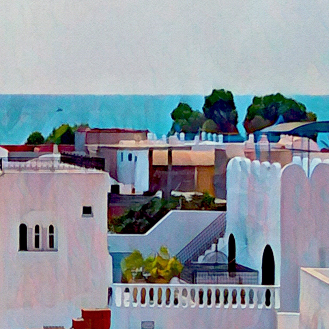 Hammamet Tunisia Whitewashed Old Town Coast Retro Travel Poster - Image 4
