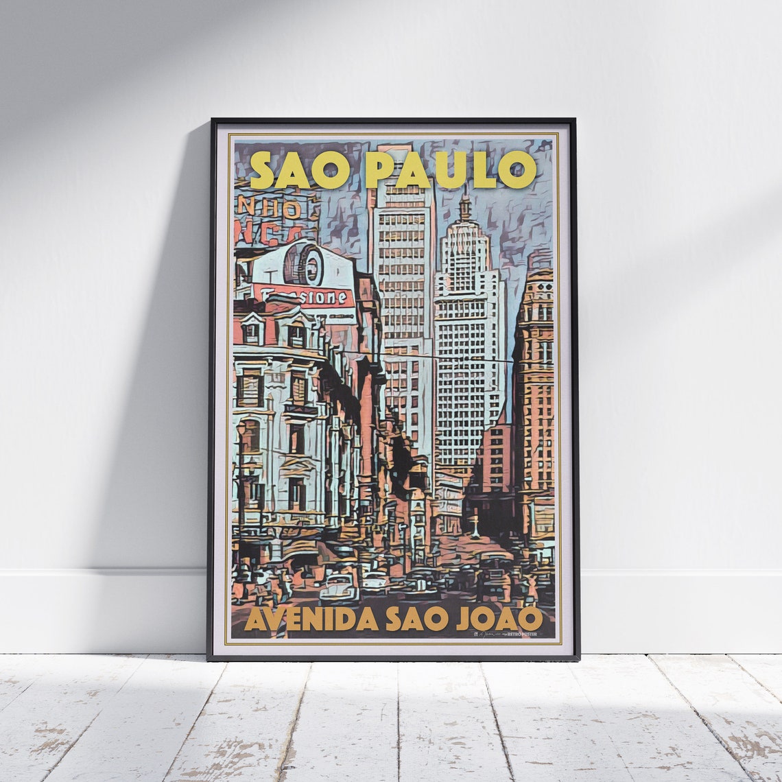 Sao Paulo Poster Avenida Sao Joao By Alecse Limited Edition Brazil Travel Poster Brazil Gallery Wall Print Of Sao Paulo Brazil Gift