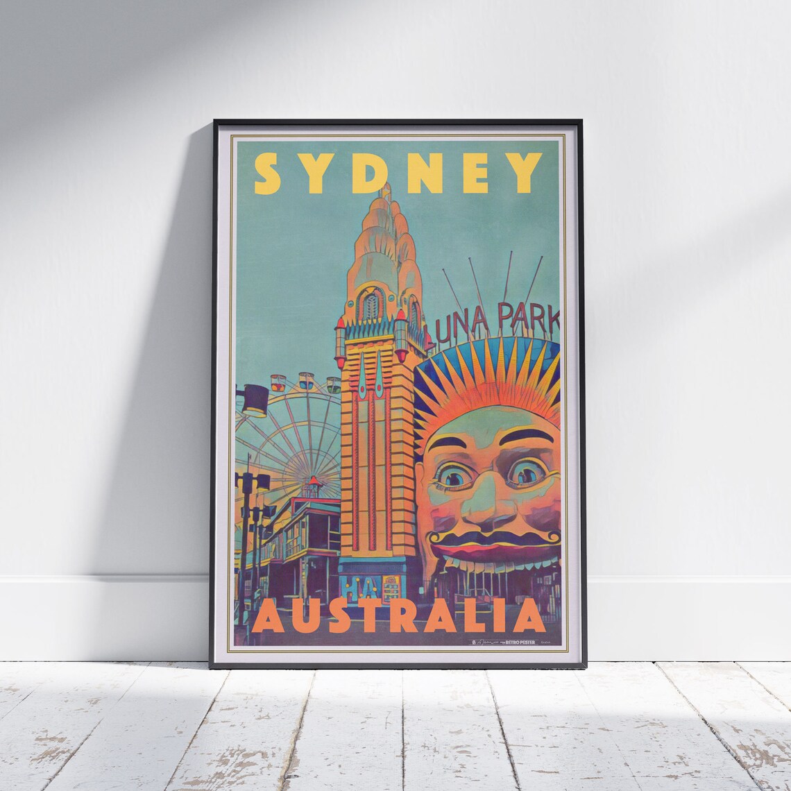 Sydney Luna Park Amusement Face Entrance Australia Travel Poster