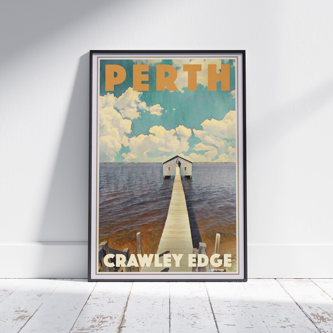 Perth Crawley Edge Boatshed Blue Shed River Vintage Travel Poster