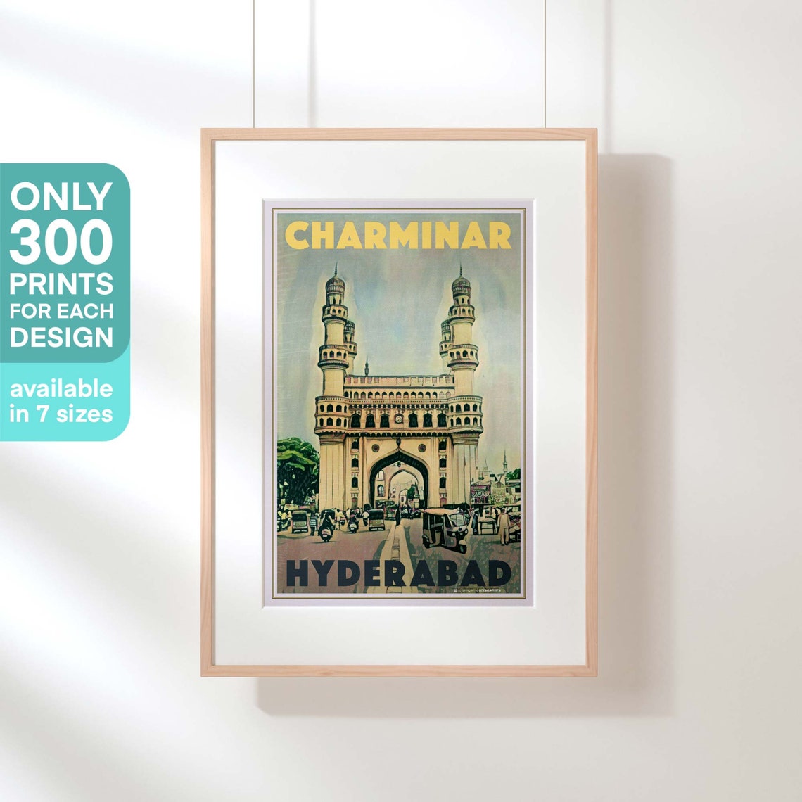 Hyderabad Charminar Monument Street Scene India Retro Travel Poster - Image 3