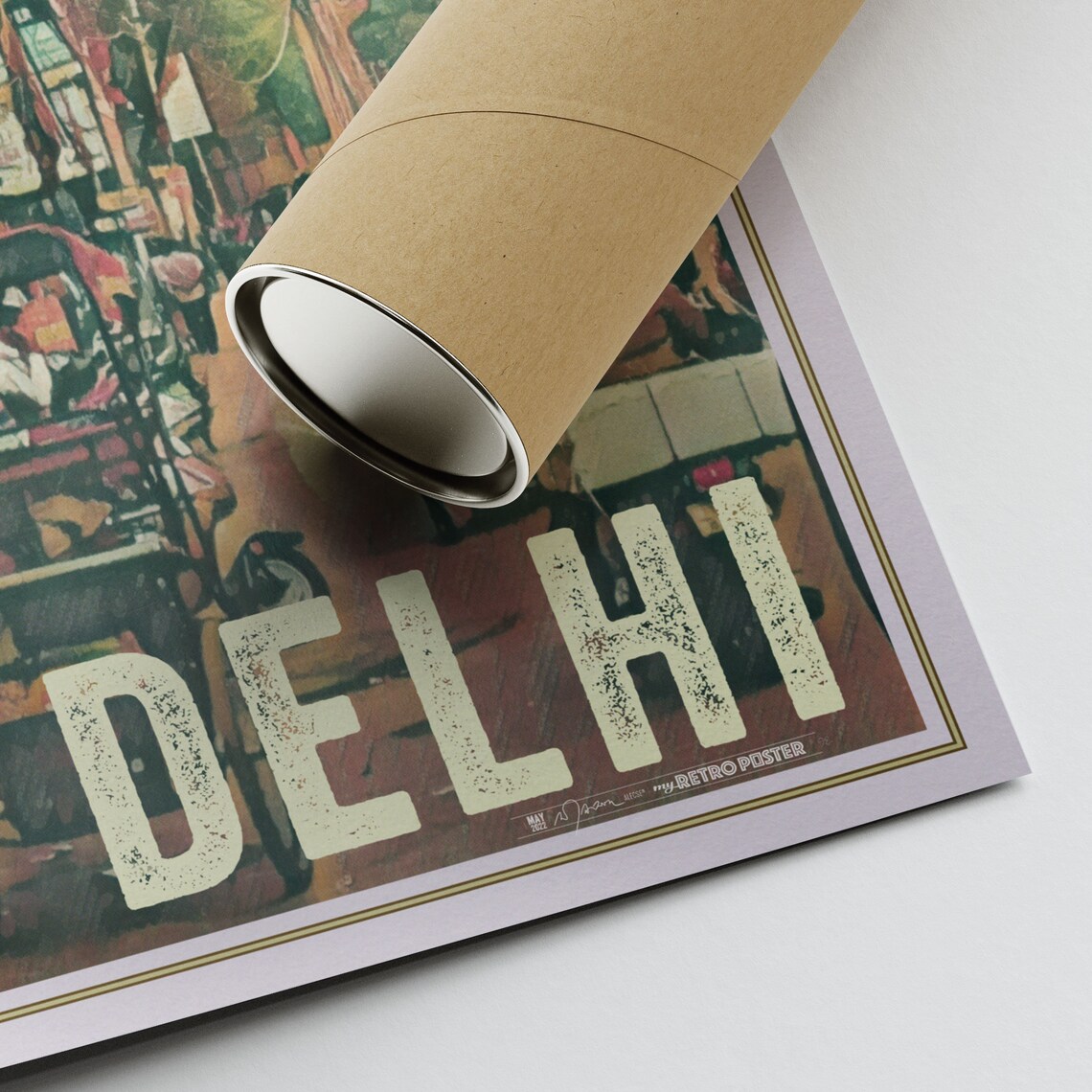 Old Delhi Jama Masjid Vintage Travel Poster India Street Scene Art - Image 2