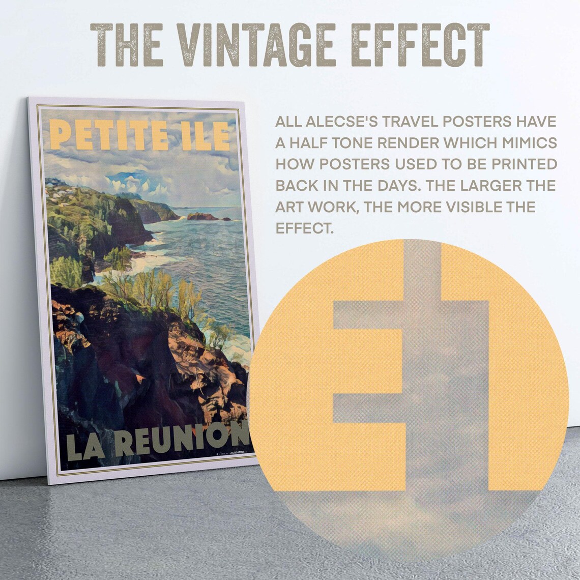Petite Ile La Reunion Volcanic Coastline Waves Vintage Travel Poster - Image 2