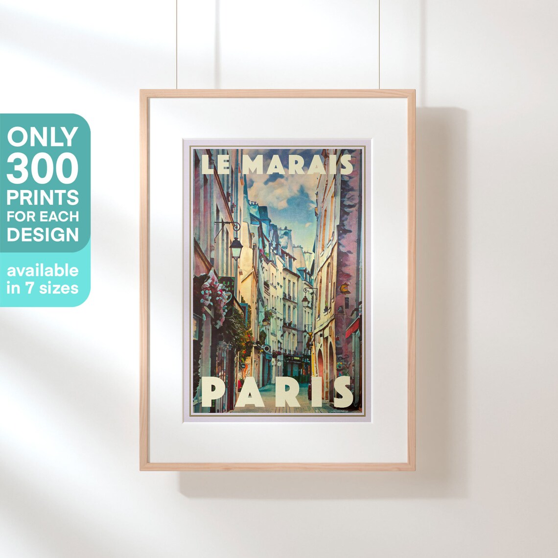 Le Marais Paris France Charming Old Street Retro Travel Poster - Image 3