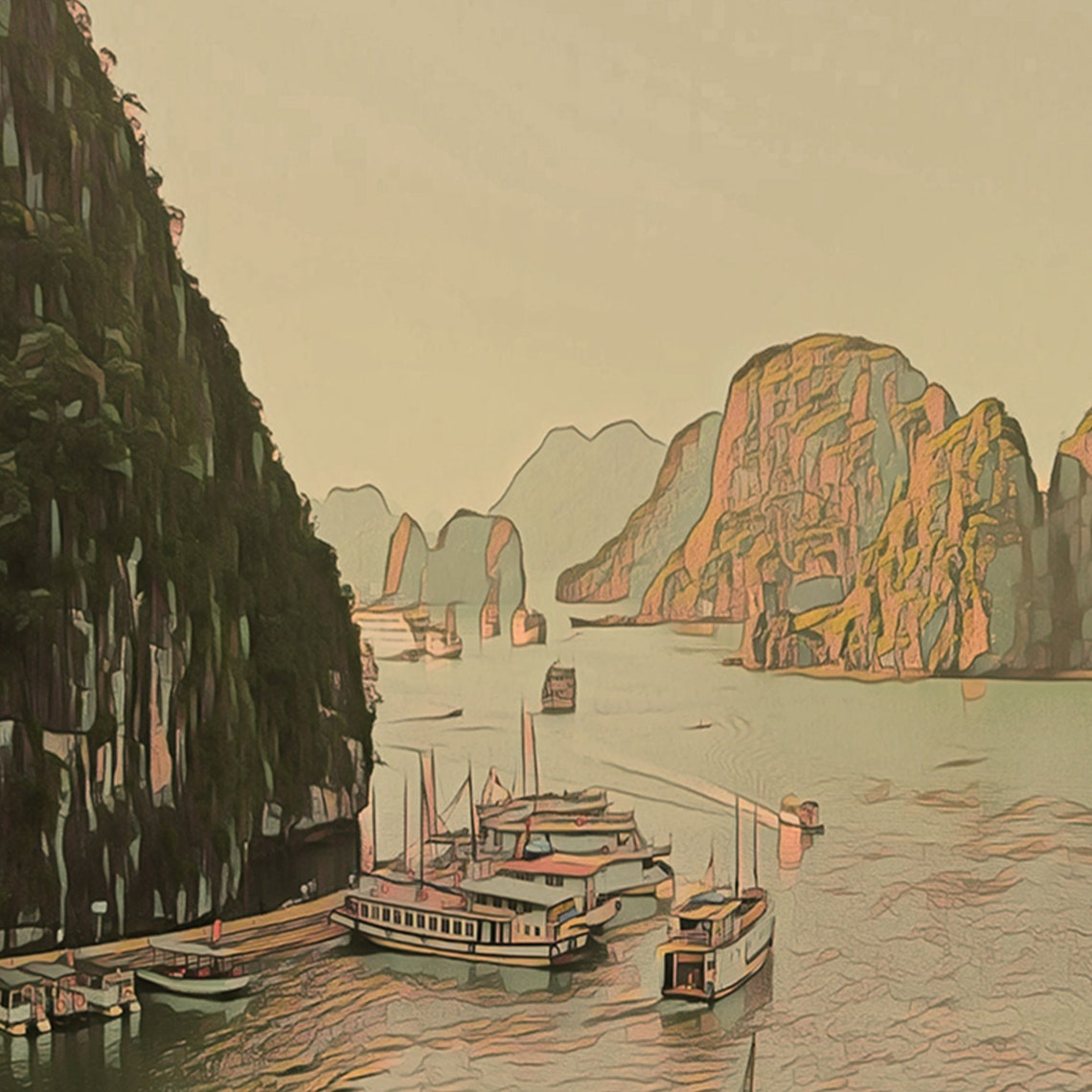 Vietnam Poster Ha Long Bay By Alecse Limited Edition Vietnam Travel Poster Ha Long Print Classic Vietnam Print Vietnam Travel Wall - Image 4