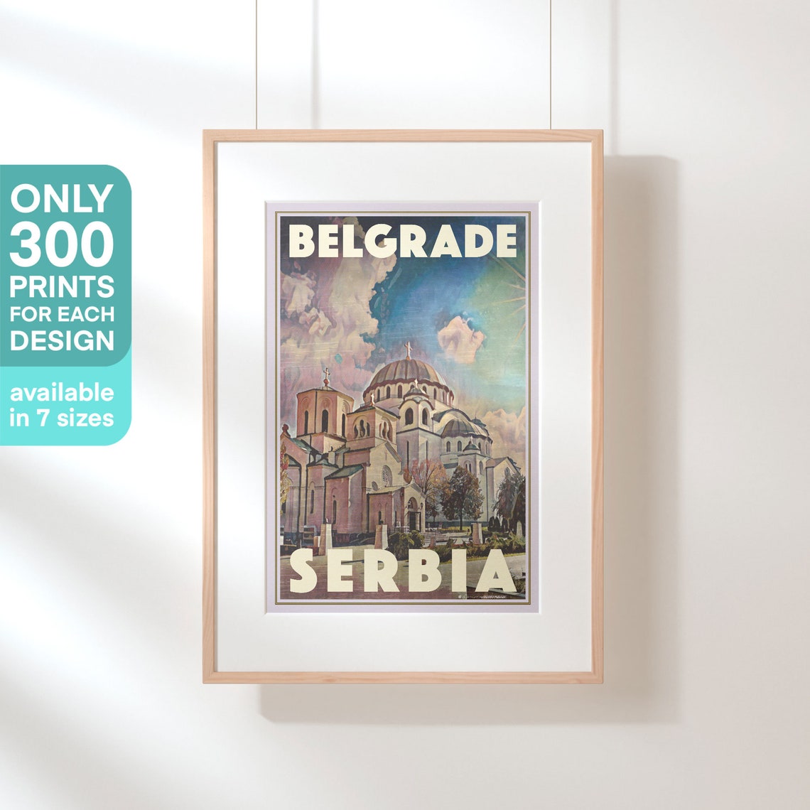 Belgrade Serbia Vintage Travel Poster With Saint Sava Temple Domes - Image 3