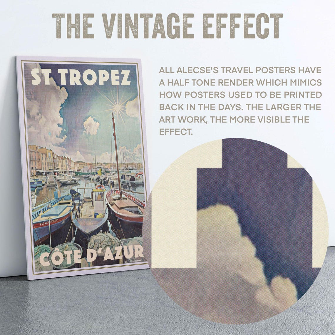 St Tropez Harbor Fishing Boats Cote d'Azur Retro Travel Poster - Image 2